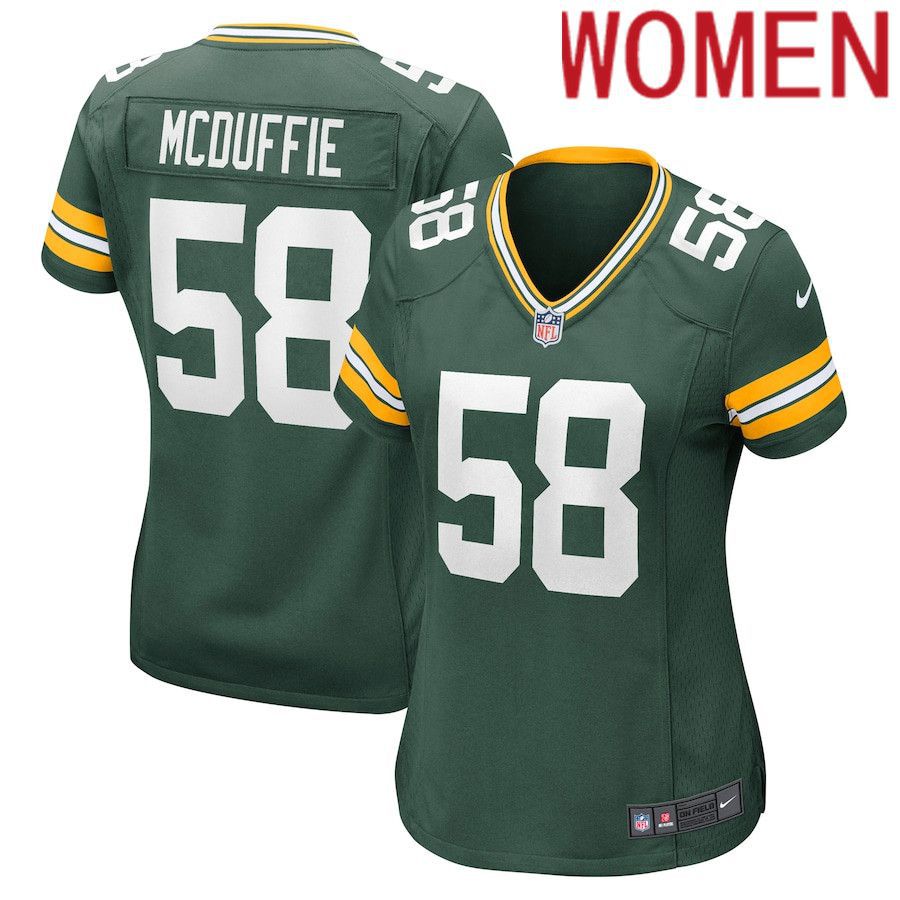 Women Green Bay Packers #58 Isaiah McDuffie Nike Green Nike Game NFL Jersey